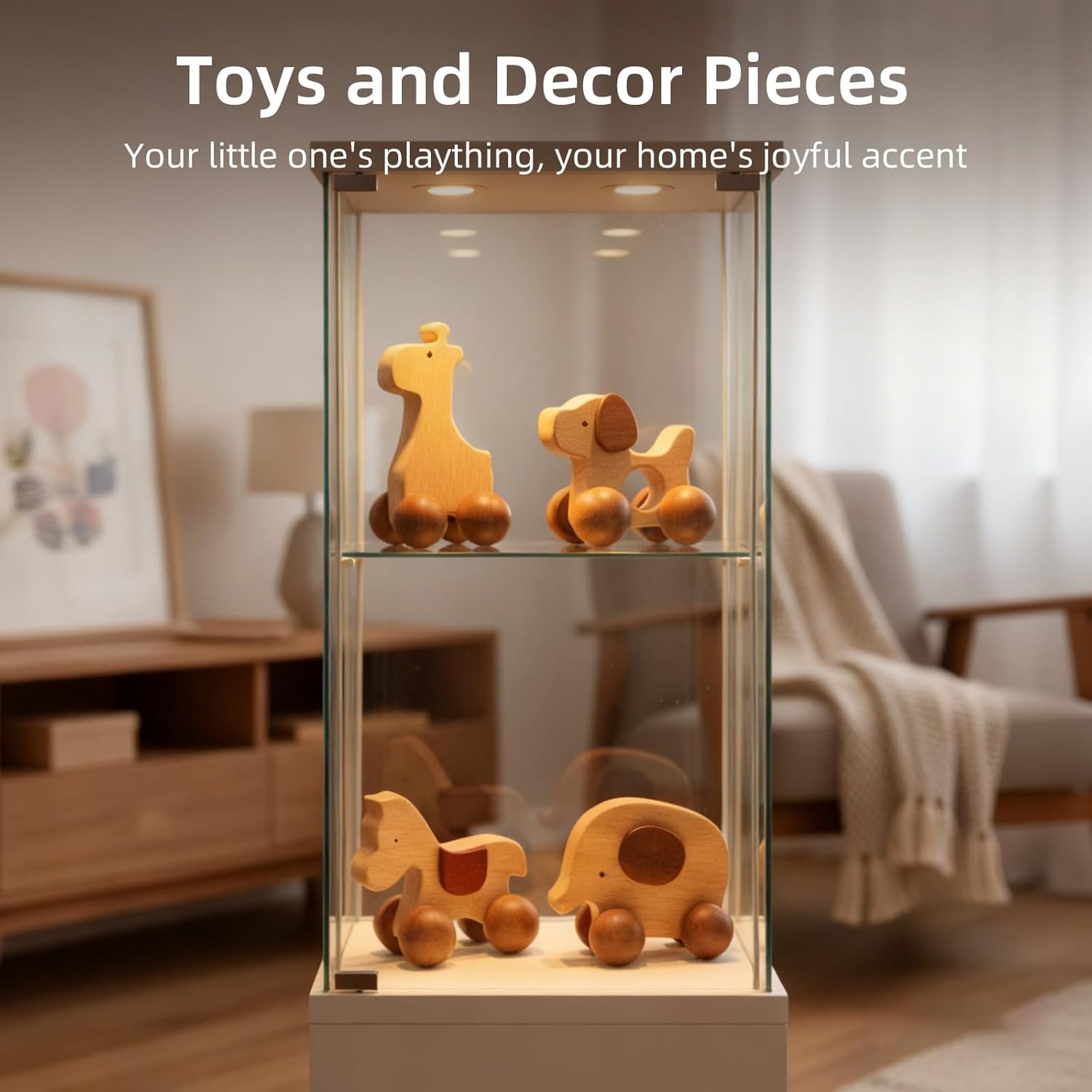 Wooden Animal Push Car Set, 4PCS Solid Hardwood Toy Vehicles for Toddlers & Kids 3+ | Natural Wood Animal Cars (Puppy, Elephant, Pony, Giraffe) | No Paint, Hand-Sanded, Gift-Ready