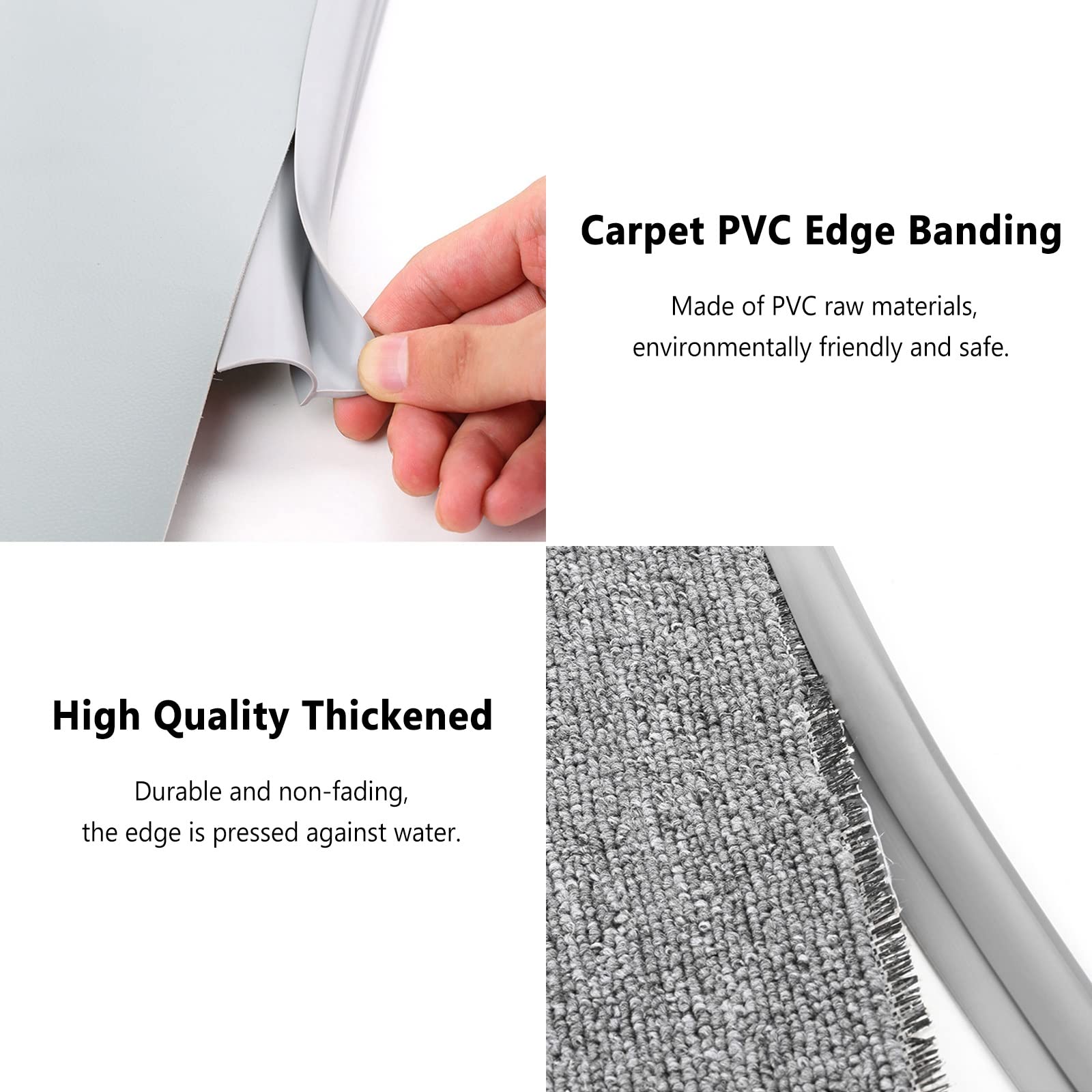 Barre de Seuil Bordure De Moquette, Bande De Transition De Sol en PVC Flexible Auto-adhésive, pour Les Transitions De Seuil d'une Hauteur Inférieure À 10 Mm, Gris