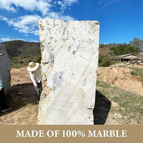 Miniatura 4 de Koville Tabla de cortar de mármol para cocina, tabla grande de quesos de losa de mármol de 16 x 12 pulgadas, tabla de servir rectangular para