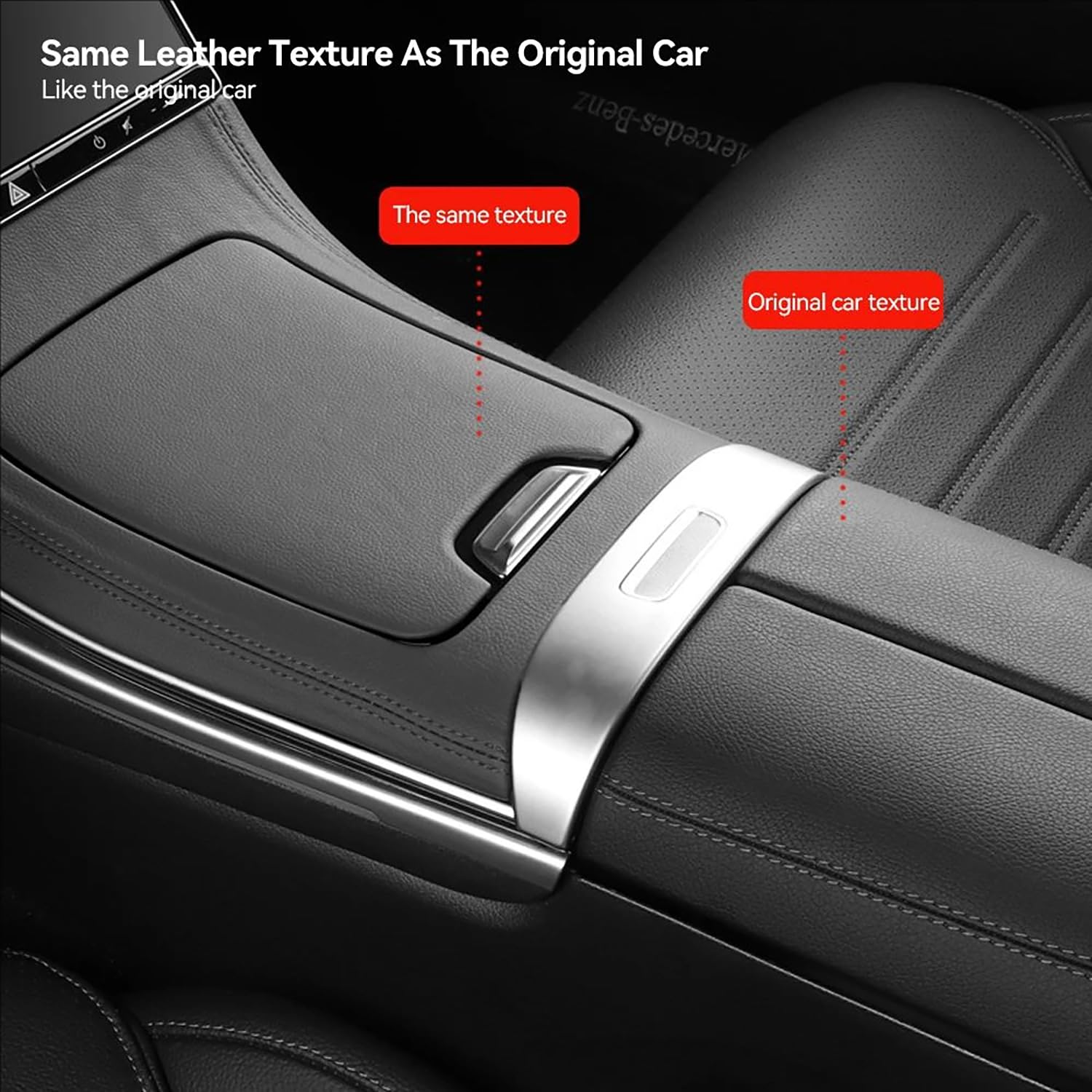 Mittelkonsolenverkleidung Lederaufkleber,Interieur-Pakete,Schalttafel-Verkleidung,Anti-Reibung Fingerprint,Schützt Originalfahrzeug,Für Benz c-Klasse 2022-2023,Schwarz(Lückenlose Bezahlung)