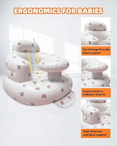 Miniatura 34 de Asiento inflable para bebés de 3 a 36 meses, silla de bebé con bomba de aire integrada, asiento de piso para bebé, asiento Bumbo para aprender a