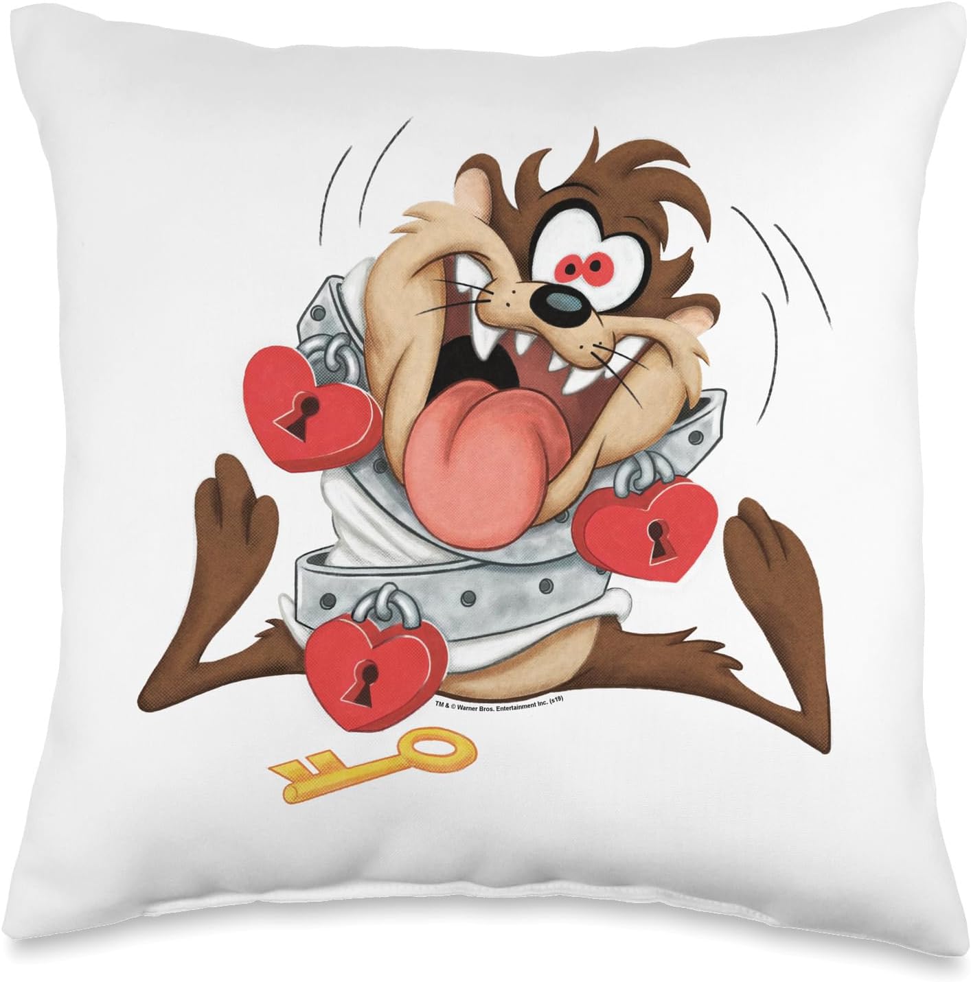 Looney Tunes Taz Love Locked Valentine's Day Throw Pillow