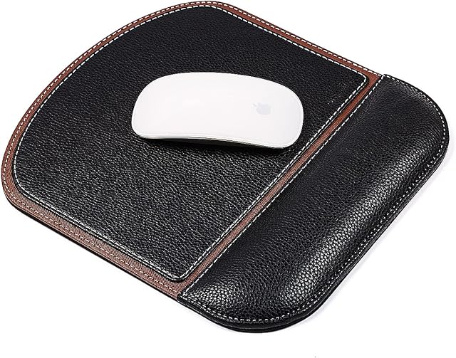 SANQIANWAN Mouse Pad with Wrist Support Mouse Pad Leather Gaming Mouse Mat Comfortable Portable Mouse Pad with Hard Surface for Office and Home Desk Non-Slip Mouse Pad (S-blackbr)