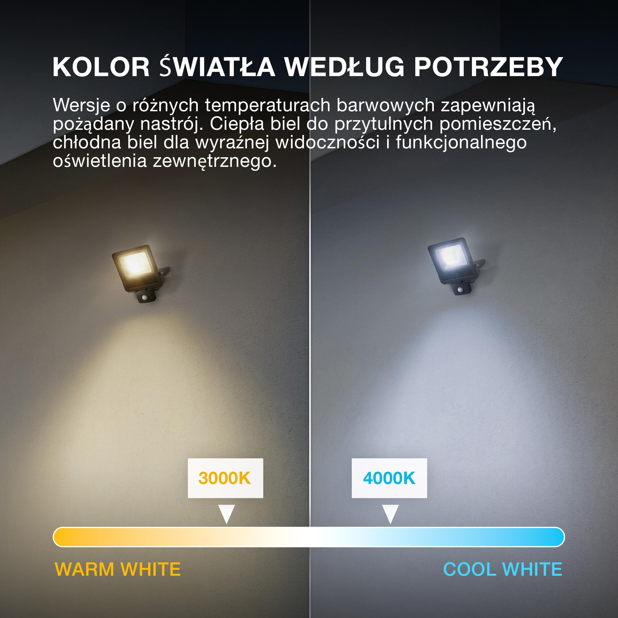 OSRAM ENDURA Flood Sensor LED Reflektor Zewnętrzny, 30W, 3000lm, 3000K ciepła biel, Czujnik Ruchu 9m, Aluminium, IP65
