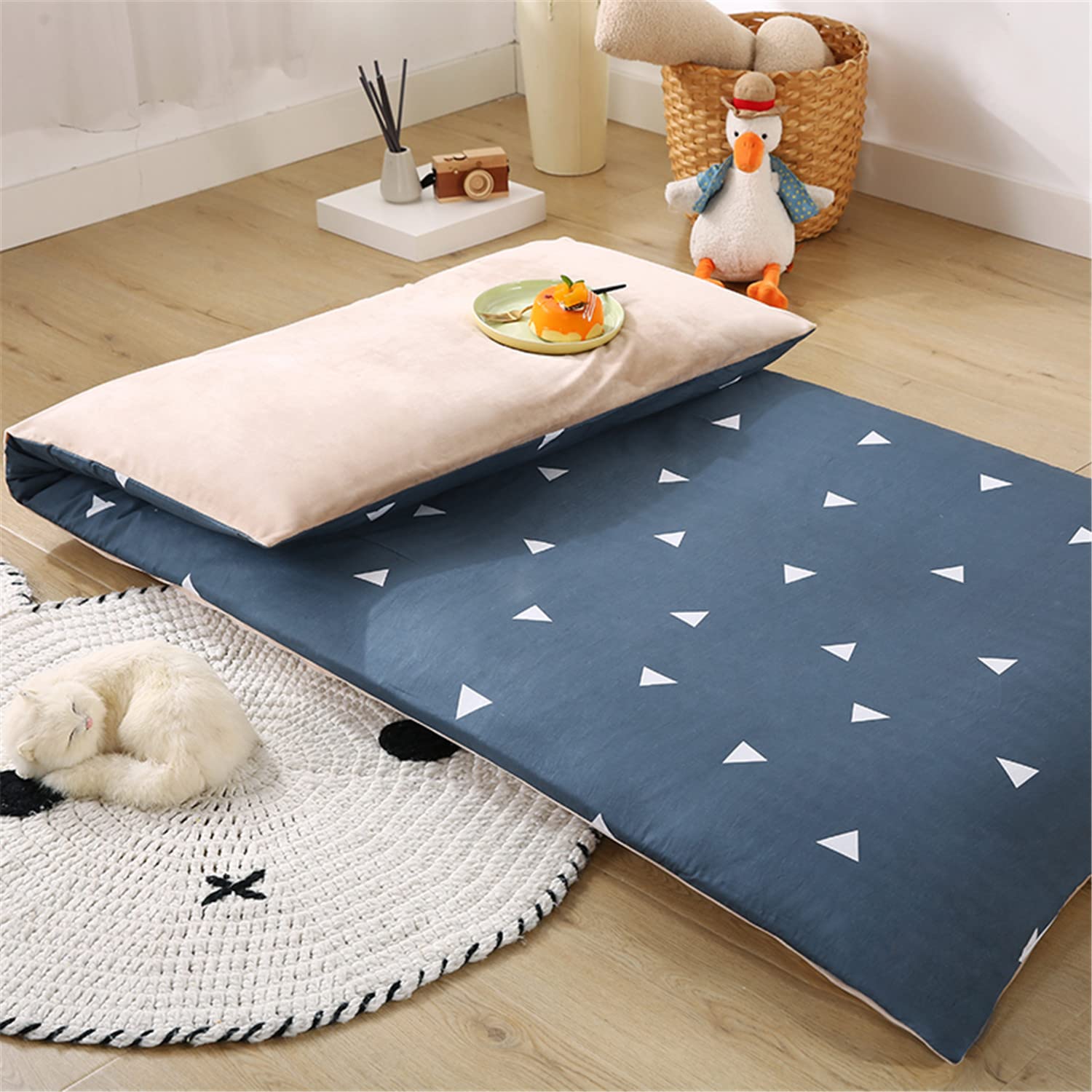 Funda De Algodón para Colchón De Futón De Suelo Japonés Tradicional con Cremallera, Lavable A Máquina, Colchón De Camping, Cubierta Protectora,M,90X190cm