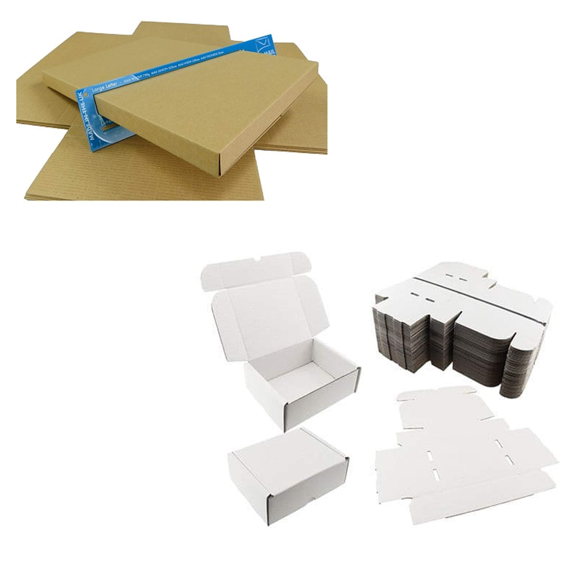 BBP Express Large Letter White/Brown Corrugated Cardboard Mailer Box For Shipping Gift Items (C4 /A4 / 14x10x1" / 349x249x24mm, Brown, 10)