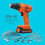 Perceuse/visseuse sans fil BLACK+DECKER 20V MAX* + ensemble d'accessoires de 30 pièces (LD120VA)