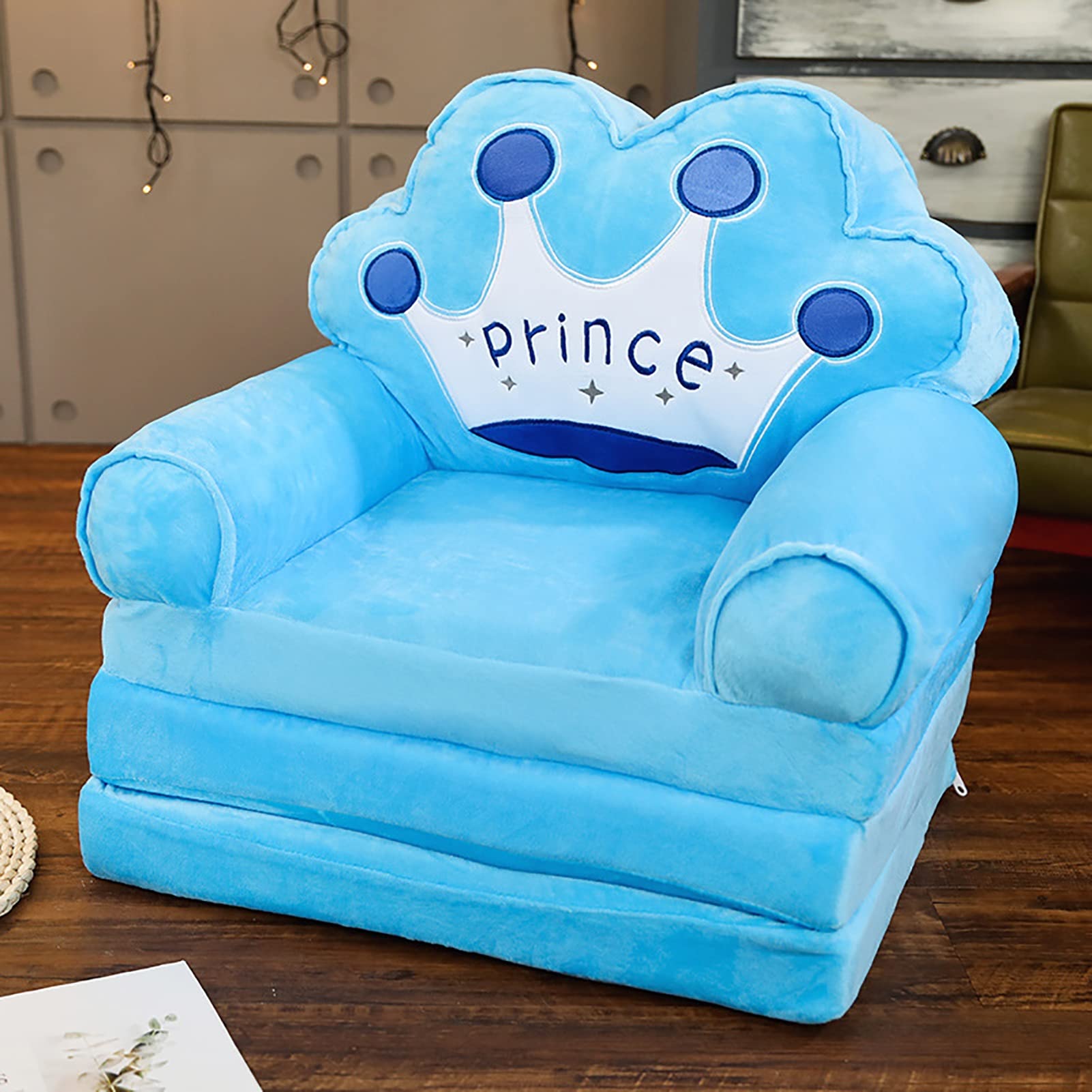 YUDIZWS Sillón Infantil Plegable Sofá Infantil de Felpa con Respaldo Silla de Bebé para Sala de Juegos o Guardería,D