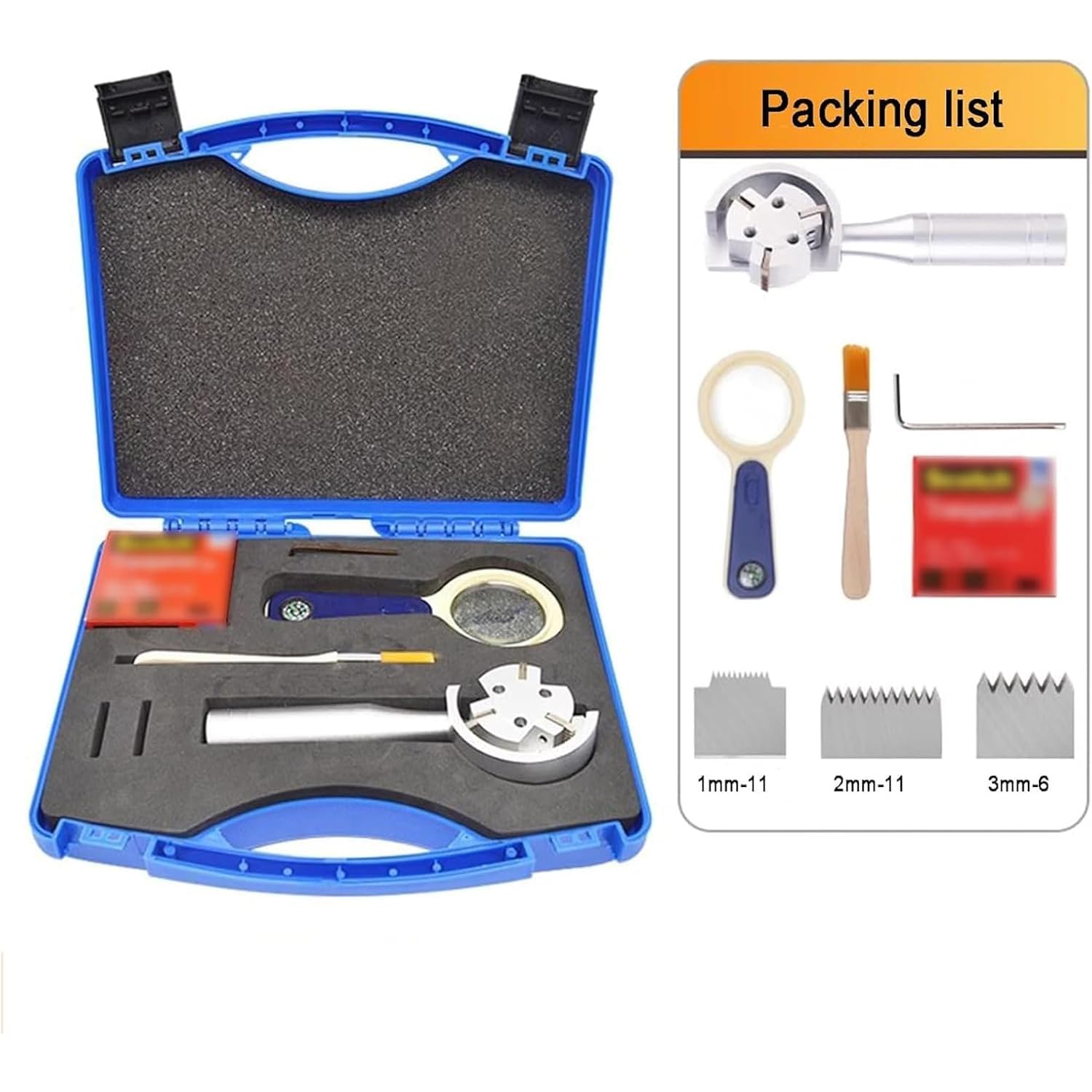 Kit de comprobador de adherencia de corte cruzado con cuchillas, cinta adhesiva, llave inglesa y lupa para evaluación de recubrimientos