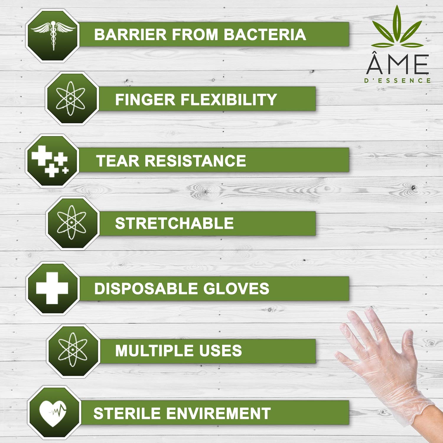 ame dessence (100 PC-L) Disposable Vinyl Gloves Powdered Smooth Touch Large Size