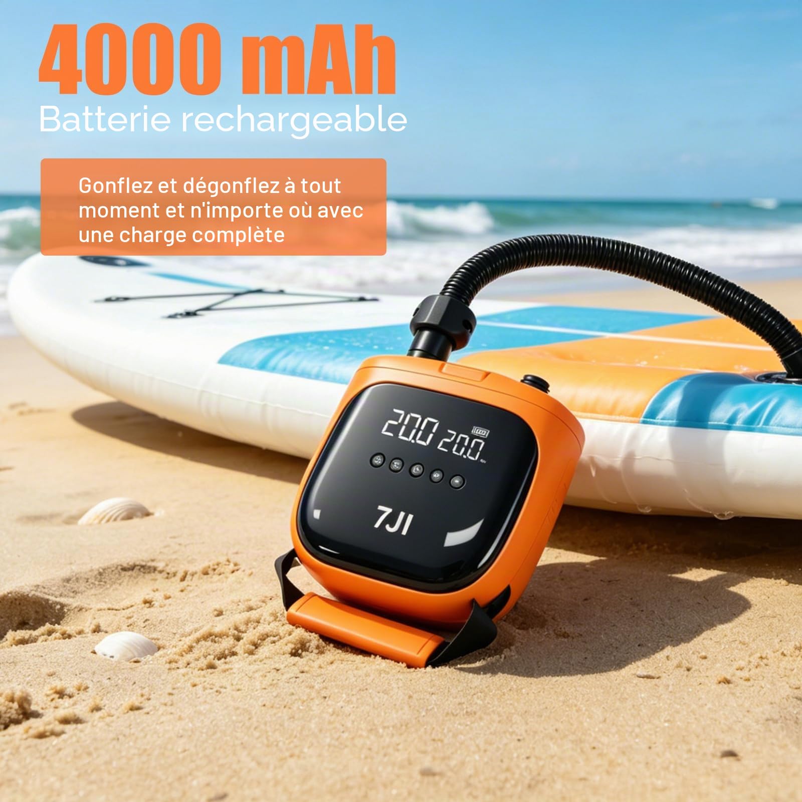 Pompe électrique Sup, Pompe électrique 20 PSI pour gonflage/dégonflage, Pompe à air électrique pour Planches de Stand up Paddle gonflables, Bateaux, Kayaks, Kitesurf | Pompe à Air Haute Pression à Gonflage/Dégonflage, Arrêt Automatique pour Planches de St