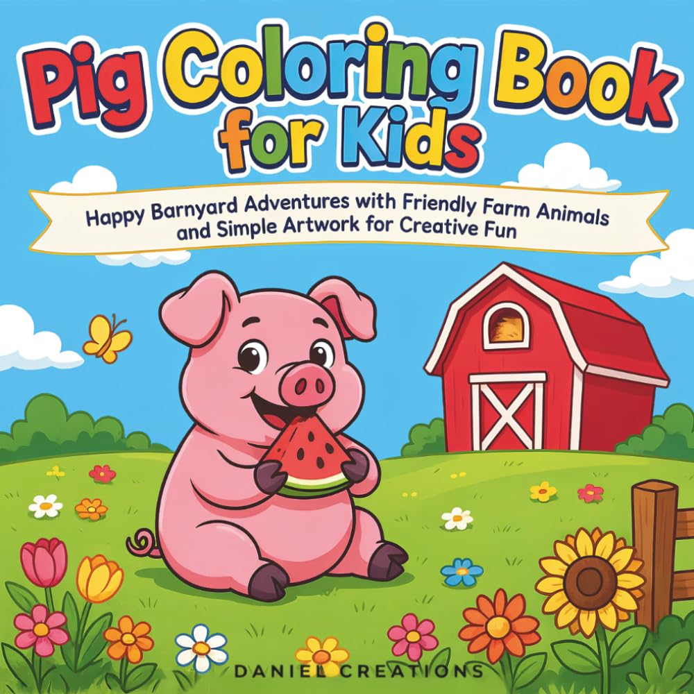 Pig Coloring Book for Kids: Happy Barnyard Adventures with Friendly Farm Animals and Simple Artwork for Creative Fun