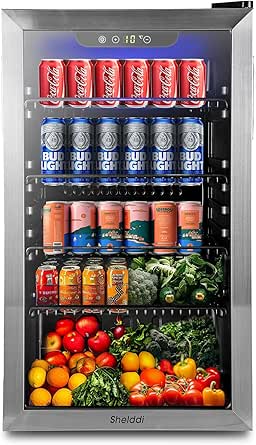 Shelddi 大型冷蔵庫 93L おしゃれ コンプレッサー式 透明ガラス