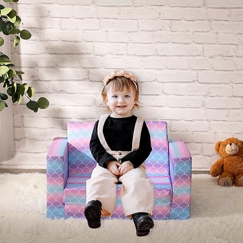 Miniatura 18 de ALIMORDEN Cómodo sofá 2 en 1 para niños, precioso sofá convertible para tumbona para cuentos/siesta, dinosaurios verdes geniales