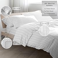 Vista 15 de Pizuna Sábanas de algodón de fibra larga de 300 hilos, sábanas de satén suave con bolsillo profundo de 15 pulgadas