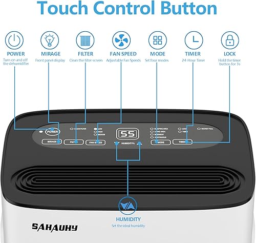 Miniatura 4 de SAHAUHY Deshumidificador ENERGY STAR de 80 pintas para el hogar, dormitorio, garaje, sótano, sala de existencias y espacios grandes de hasta 5,200