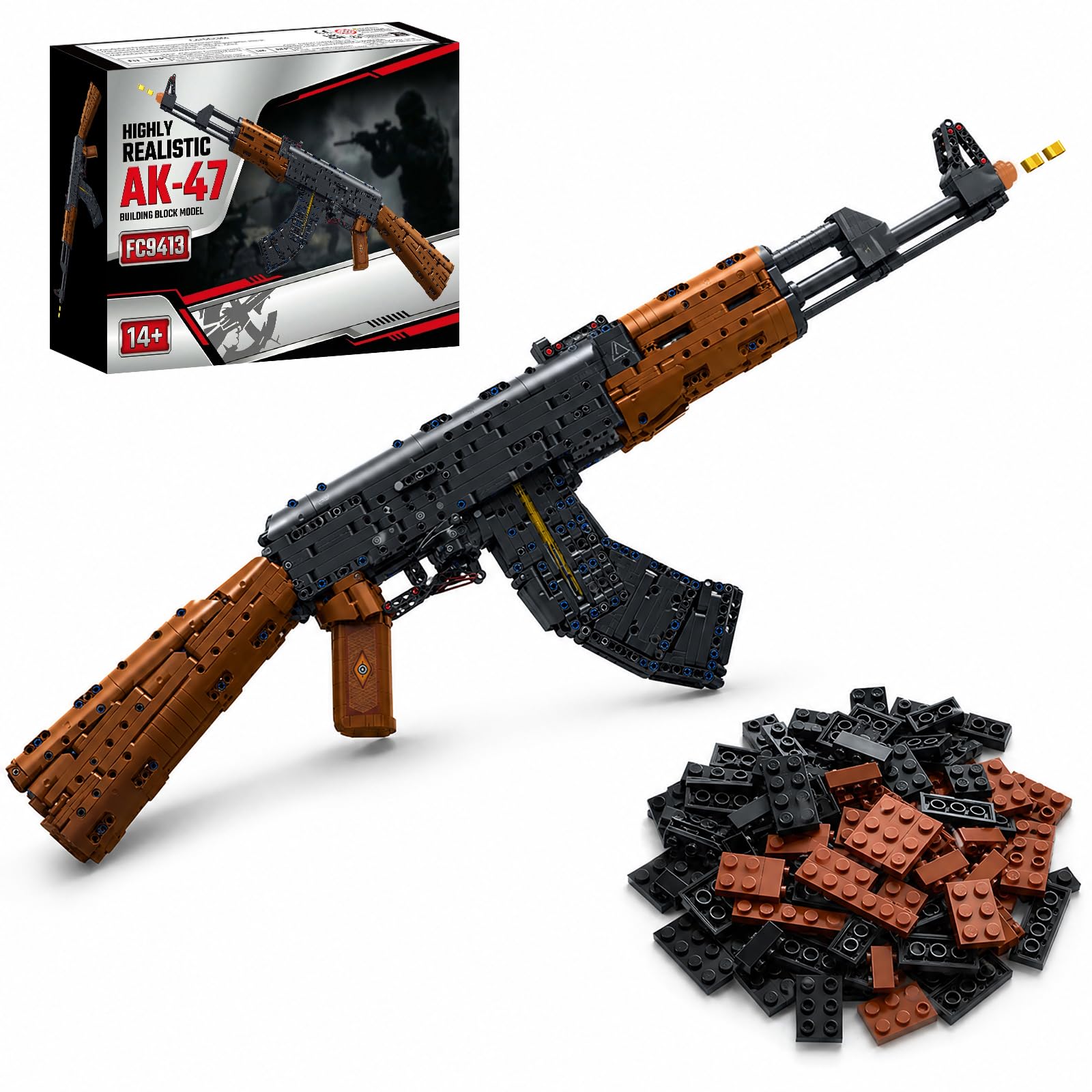 LQPFBSM 1:1 AK47 Building Block Set 1423 Pcs Military Gun Rifle Model Kit for Adults & Teens
