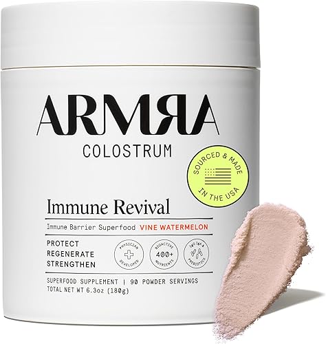 ARMRA Colostrum Polvo Vine Sandía Salud intestinal e hinchazón Piel y cabello Inmunidad Keto, gluten y sin grasa 90 porciones