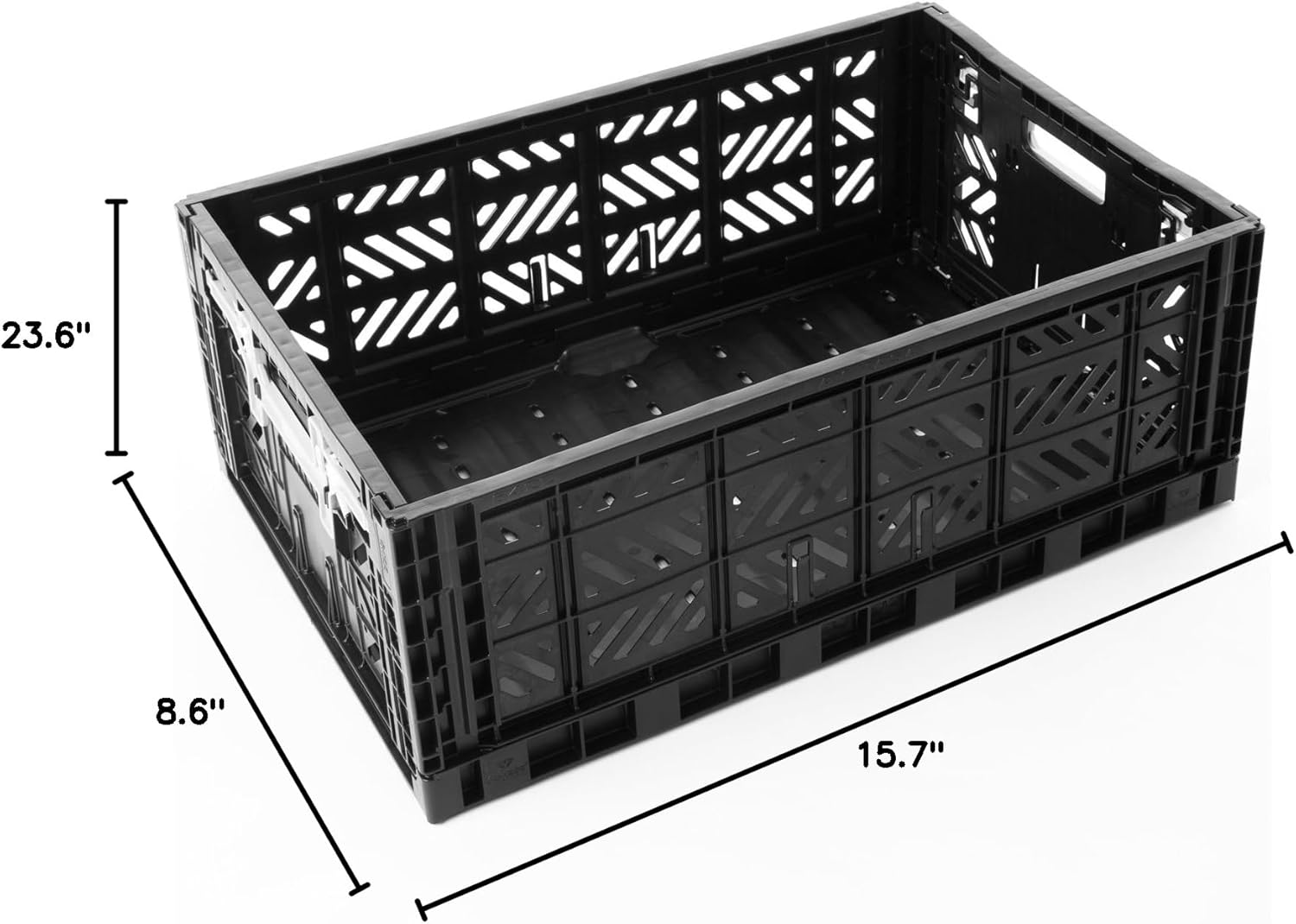 AYKASA Collapsible Storage Bin Container Basket Tote, Folding Basket Crate Container : Storage, Kitchen, Houseware Utility Basket Tote Crate = Maxi-Box Comfort Lock (Black)