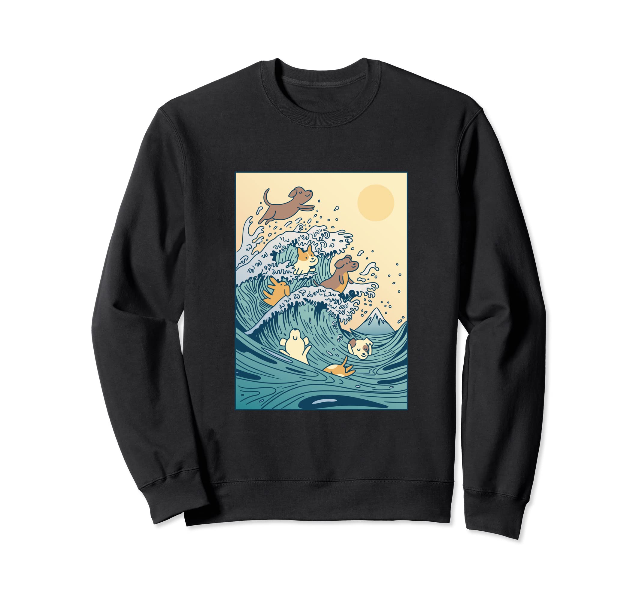 Dogs Surfing A Huge Wave Sweatshirt