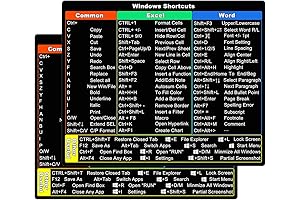 Windows Shortcut Sticker-2 Pack Microsoft Windows + Word/Excel Quick Reference Guide Keyboard...
