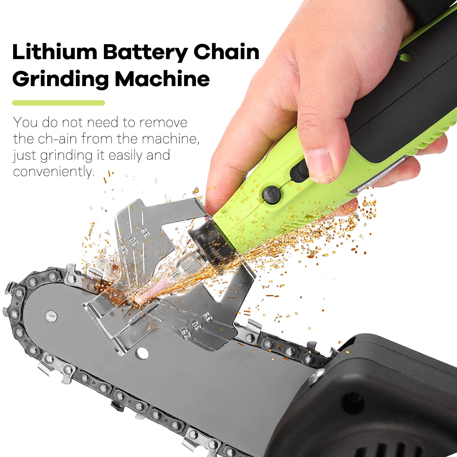 Kit de afilador de Motosierra inalámbrico, Juego de Herramientas de Afilado de Sierra de Cadena eléctrica portátil, Lima de Afilado de Cuchillas eléctrica a batería con 9 Ruedas de Afilado