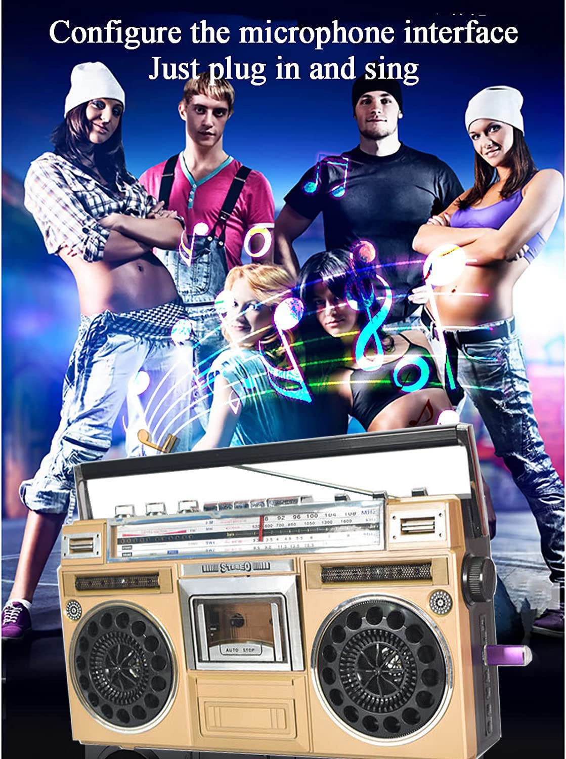 Przenośny Boombox, Przenośny Rejestrator Odtwarzacza Kasetowego, Retro Błękitnogootek, Wsparcie SD/USB, Radio Radio-4 AM/FM, USB I SD