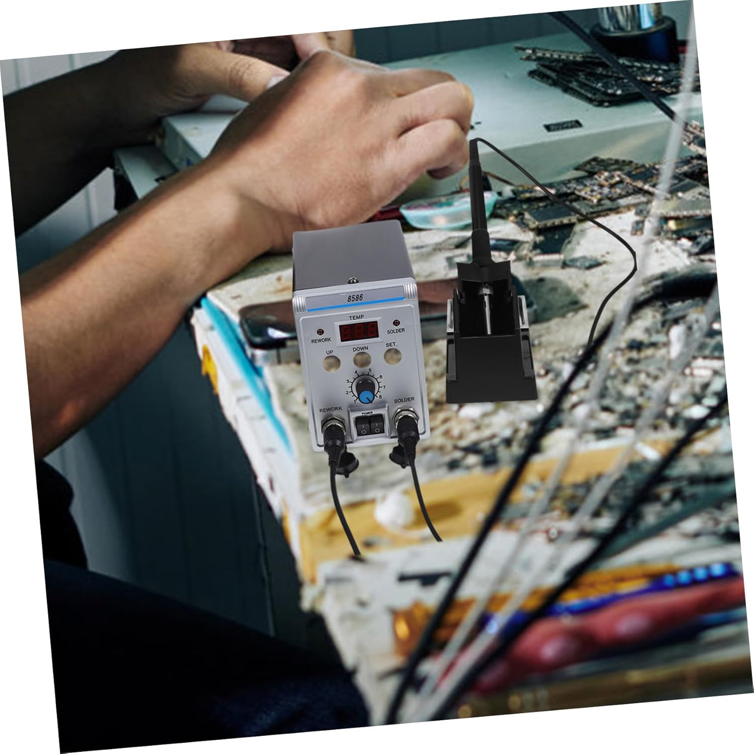 jojofuny 1Set Digital Hot Air Soldering Station Kit Temperature Control High Power Soldering for Efficient Repairs Versatile Hot Air Rework Tools