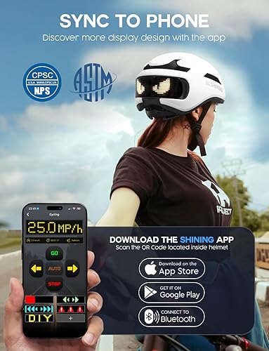 Miniatura 2 de Casco de bicicleta con luz Casco de bicicleta con pantalla LED DIY para scooter, bicicleta, monopatín Casco de pantalla LED con patrones