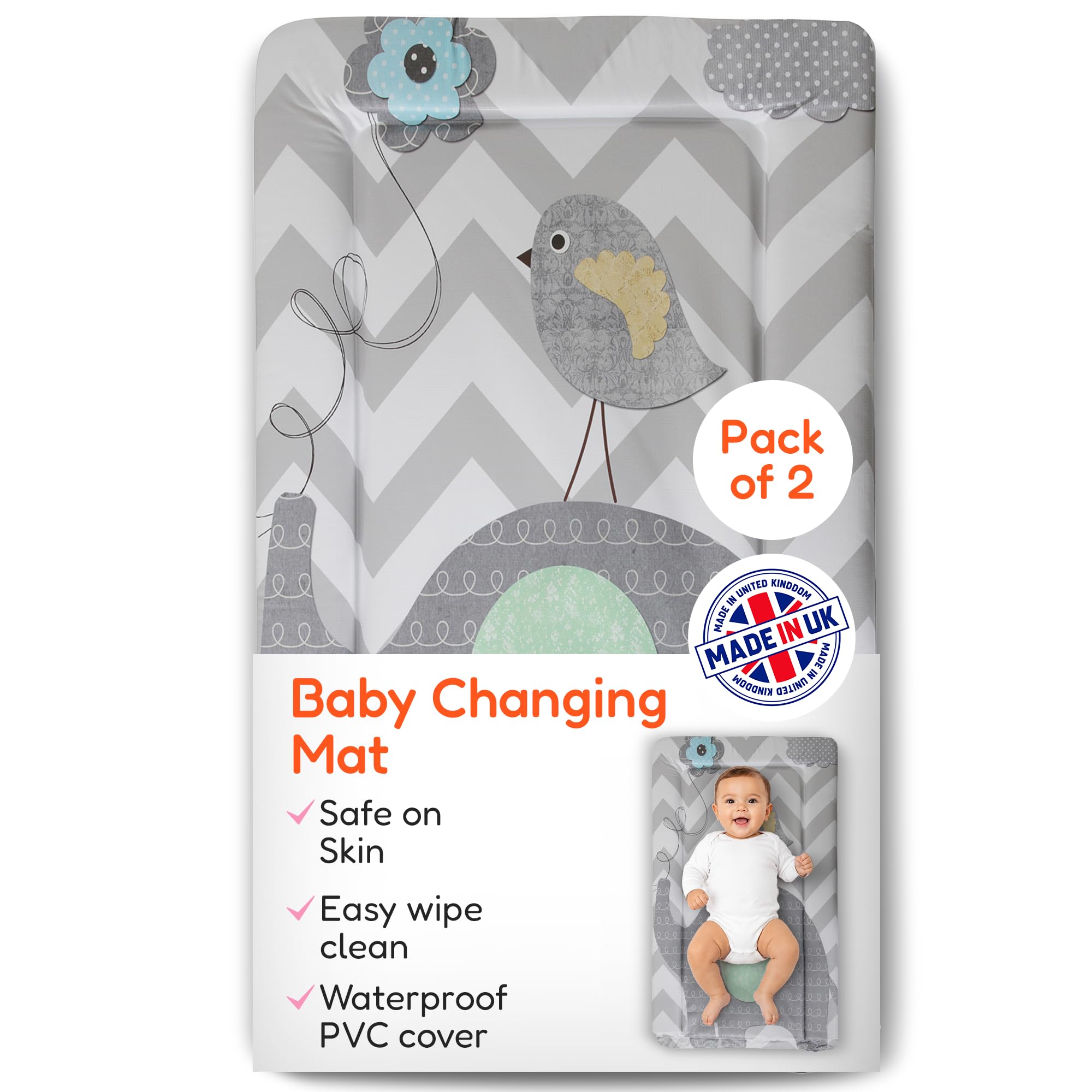Baby Changing Mat - Extra Thick & Durable - 76x45cm, 2 Pack