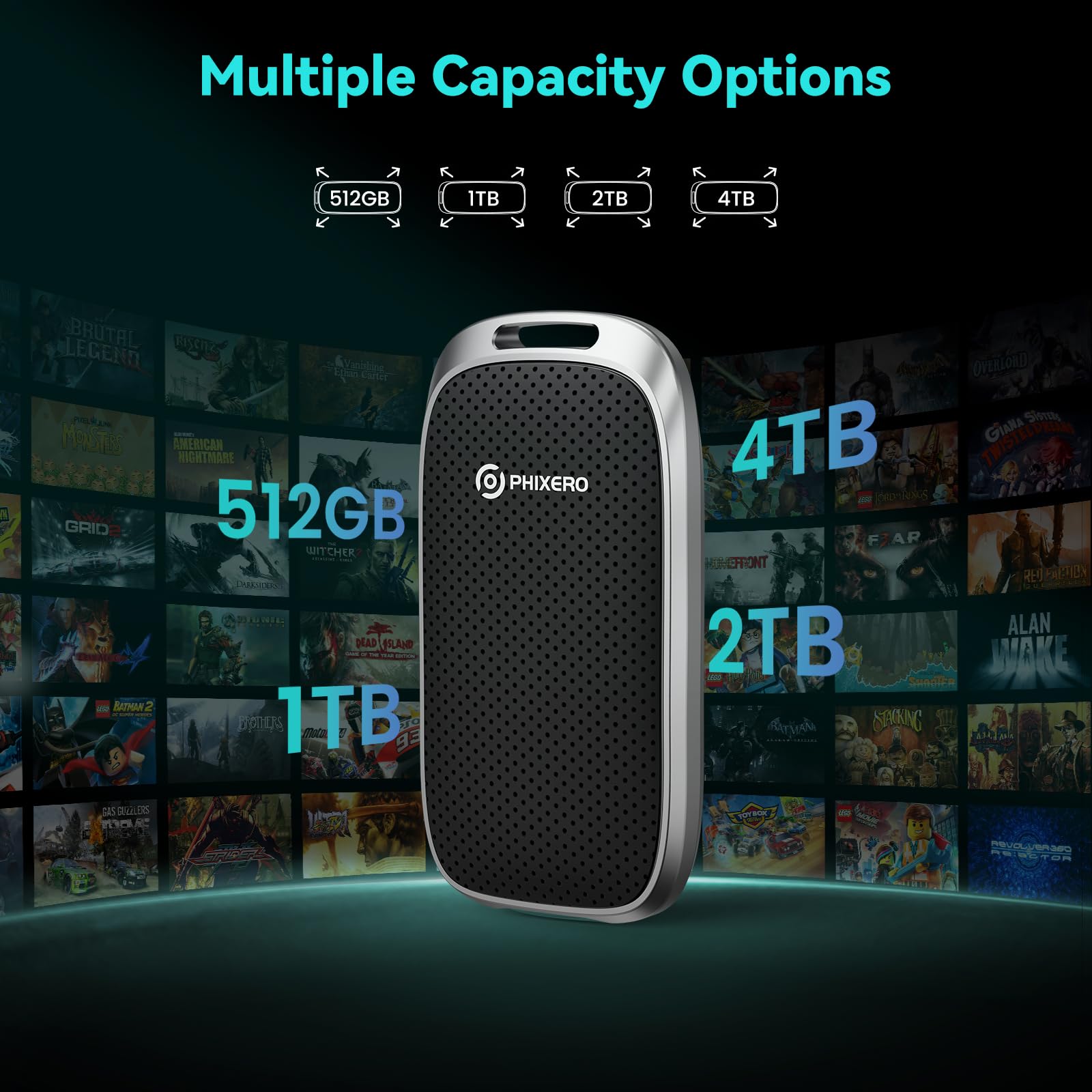 PHIXERO P5 2TB External Portable SSD - 5Gbps USB C External Hard