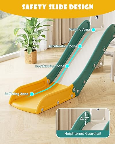 Miniatura 7 de Glaf Juego de tobogán y columpio para niños pequeños 6 en 1, juego para exteriores, tobogán para niños pequeños de 1 a 3 años, juguetes para