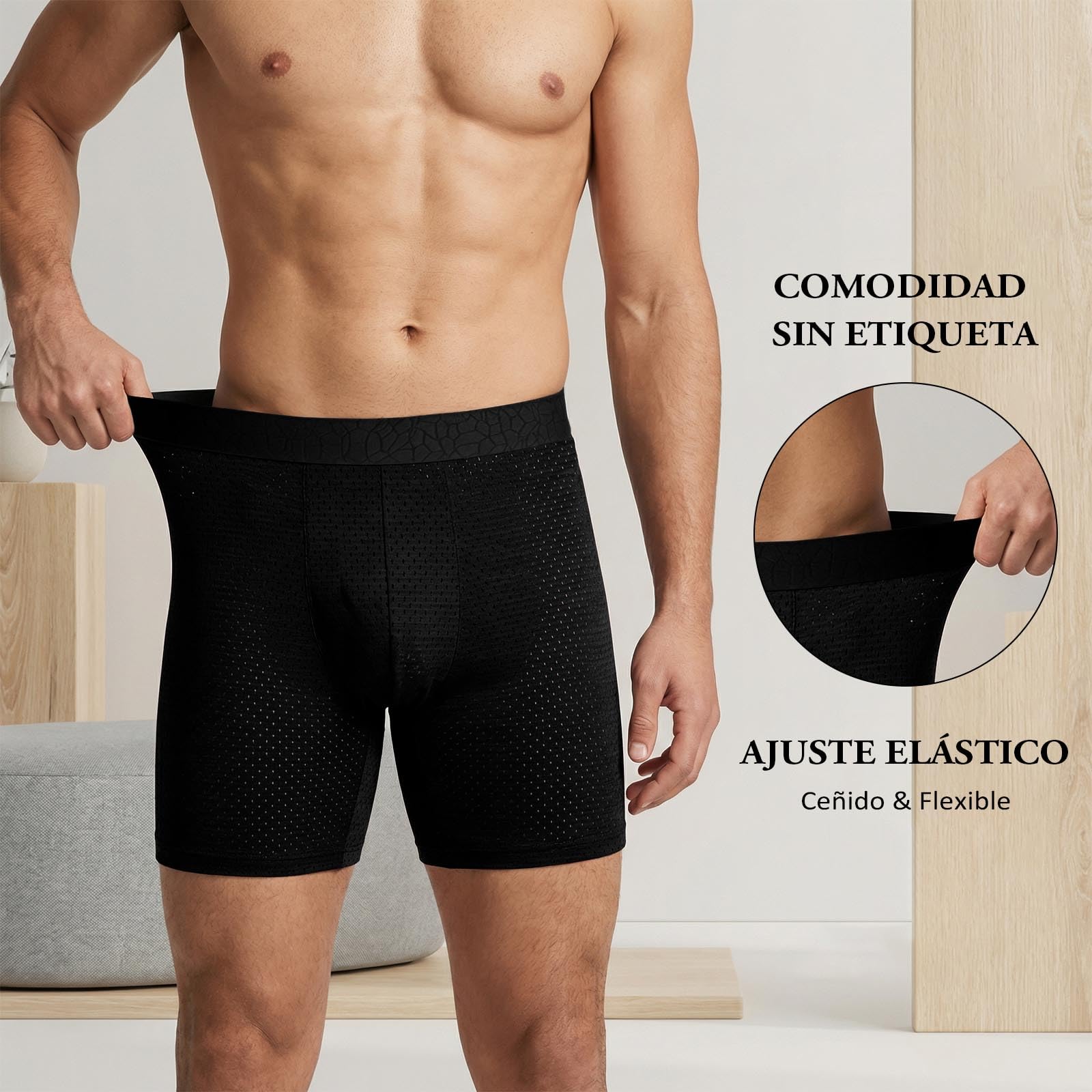 ZAKASA Calzoncillos Hombre Boxer Largos: Ropa Interior Hombres Transpirable Cómoda Sin Etiqueta Anti Rozaduras Verano Casual Deporte Pack de 4