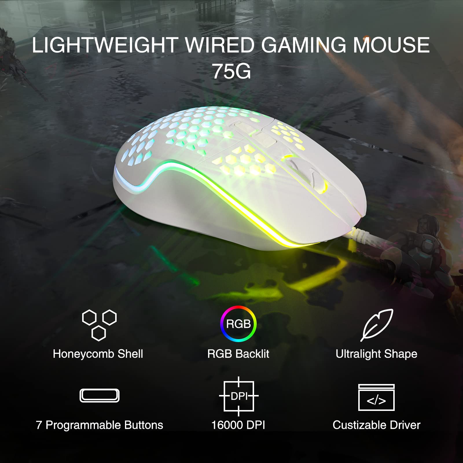 Buy DIERYA Falcon Gaming Mouse, 16000 DPI Optical Sensor, 70g UltraLightweight RGB