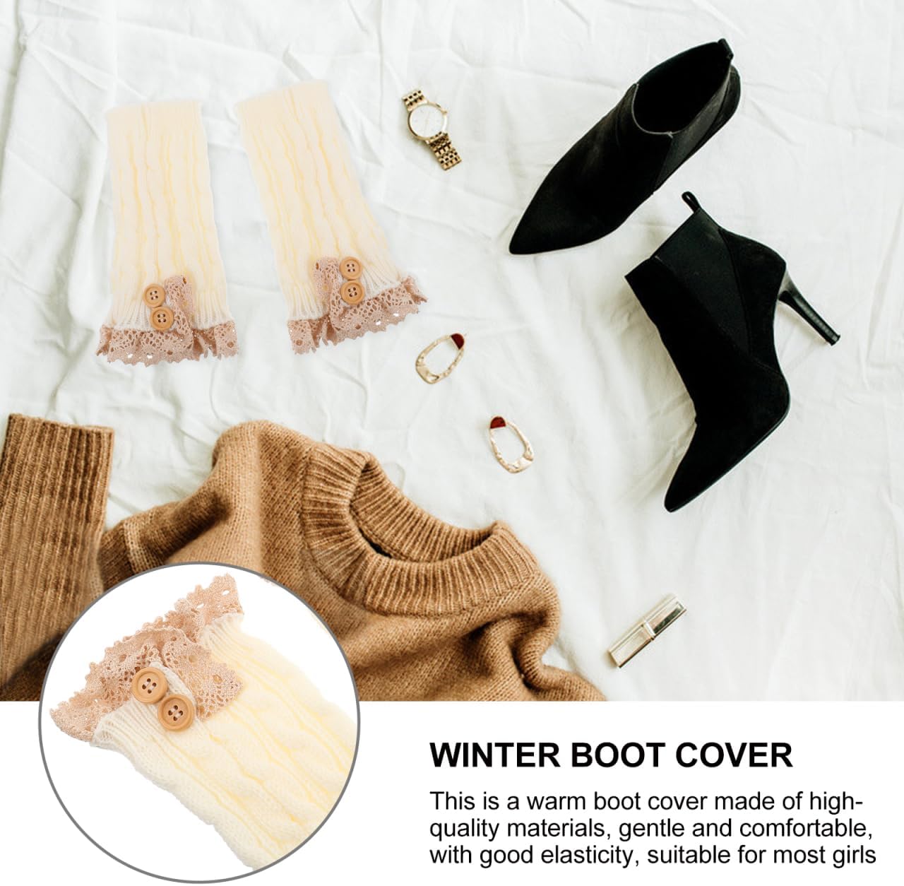 BESPORTBLE Boot Cuffs Crochet Knited Boot Cuffs Topper Socks Cuffs for Women Girls Winter Warm - Image 7