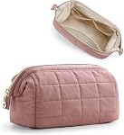 BAGSMART Sac de maquillage sac cosmétique de voyage, Puffy matelassé Sacs de maquillage pour femmes Grande capacité cas organisateur de maquillage, large ouvert Pouch Purse Travel Essentiels Accessoires de toilette Brosses,Noir