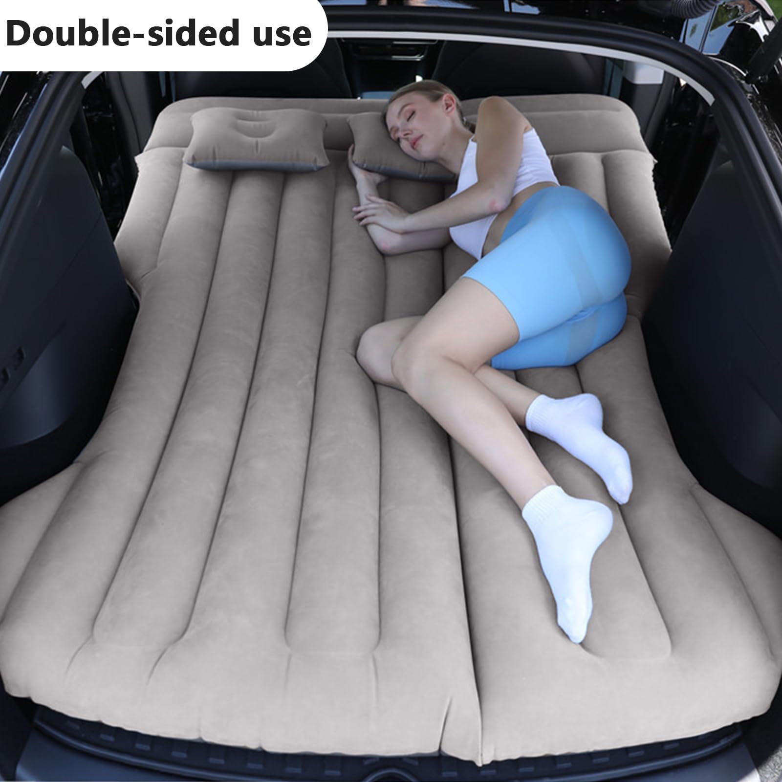 Vinteky Matelas Gonflable SUV 175x135cm – Pompe Électrique 2 Oreillers – Charge 300kg – Noir
