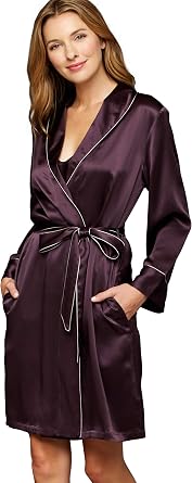 Womens The Solid Splendid 100% Silk Short Robe, Lingerie, Beautiful Gift Packaging