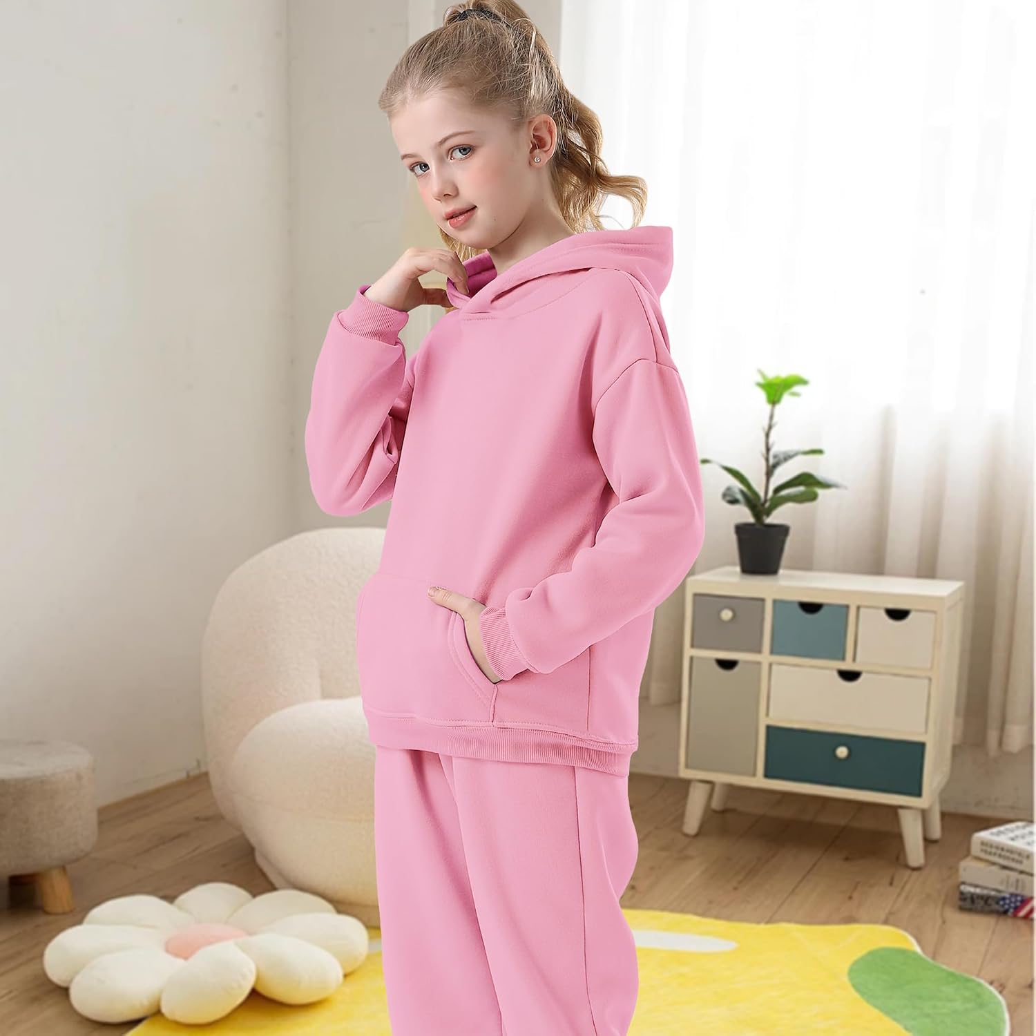 Kids Athletic Pullover Hoodie Sweatshirt with Pocket Tops,2-12Years