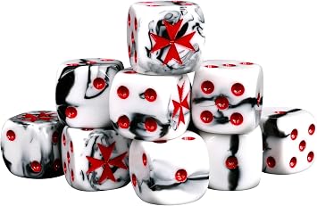 Knights Templar Dice, Marbled, 16mm Round, 25 Count, Resin D6, Sci Fi Wargaming Dice