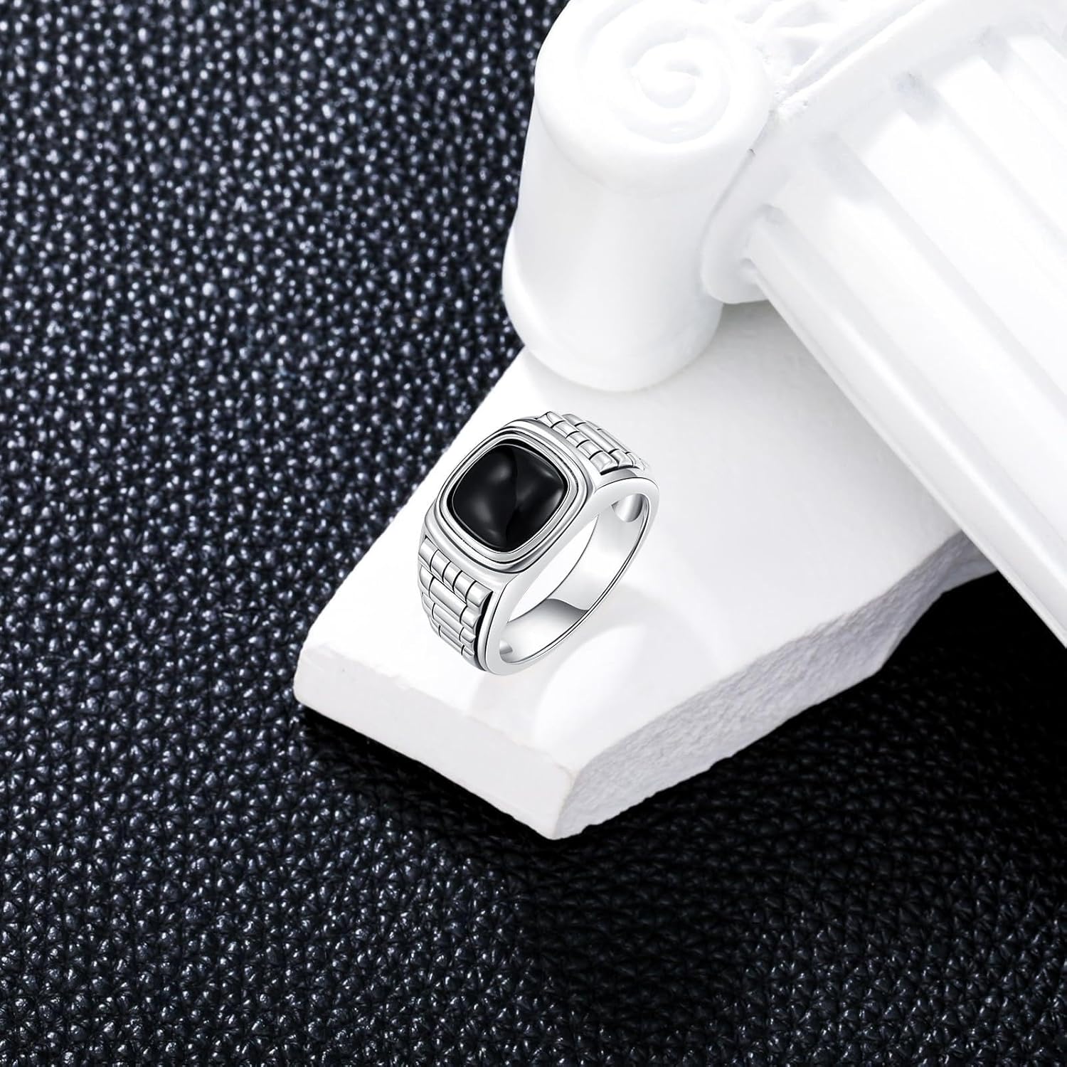 925 Sterling Silver Genuine Black Onyx Signet Ring for Men Statement Ring Gemstone Handmade Jewelry for Father Onyx Lover in Size - Image 4