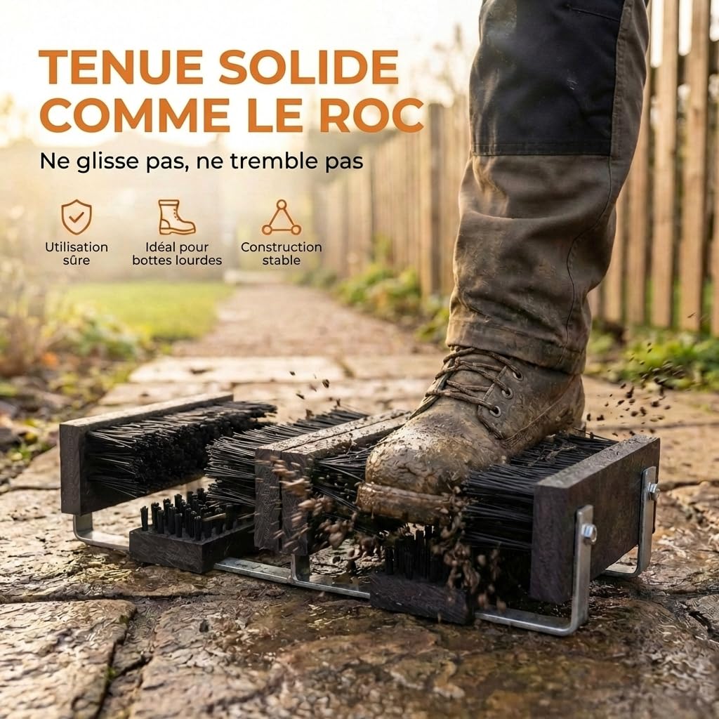 Grattoir à Chaussures avec Support Borstelshop - Paillasson d'extérieur - Brosse grattoir à Chaussures d'extérieur - Paillasson Robuste - 60 x 30 cm - Noir