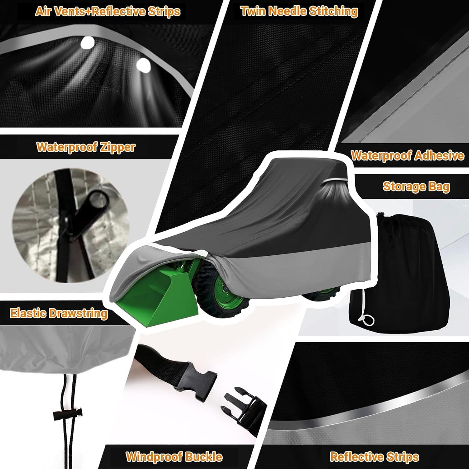 Tractor Cover for Kubota and John Deere, 420D Waterproof Tractor Covers Heavy Duty, Dustproof Tear Resistant UV Protection, Compatible with New Holland and Mahindra (with Backhoe), 189 * 76 * 86 inch