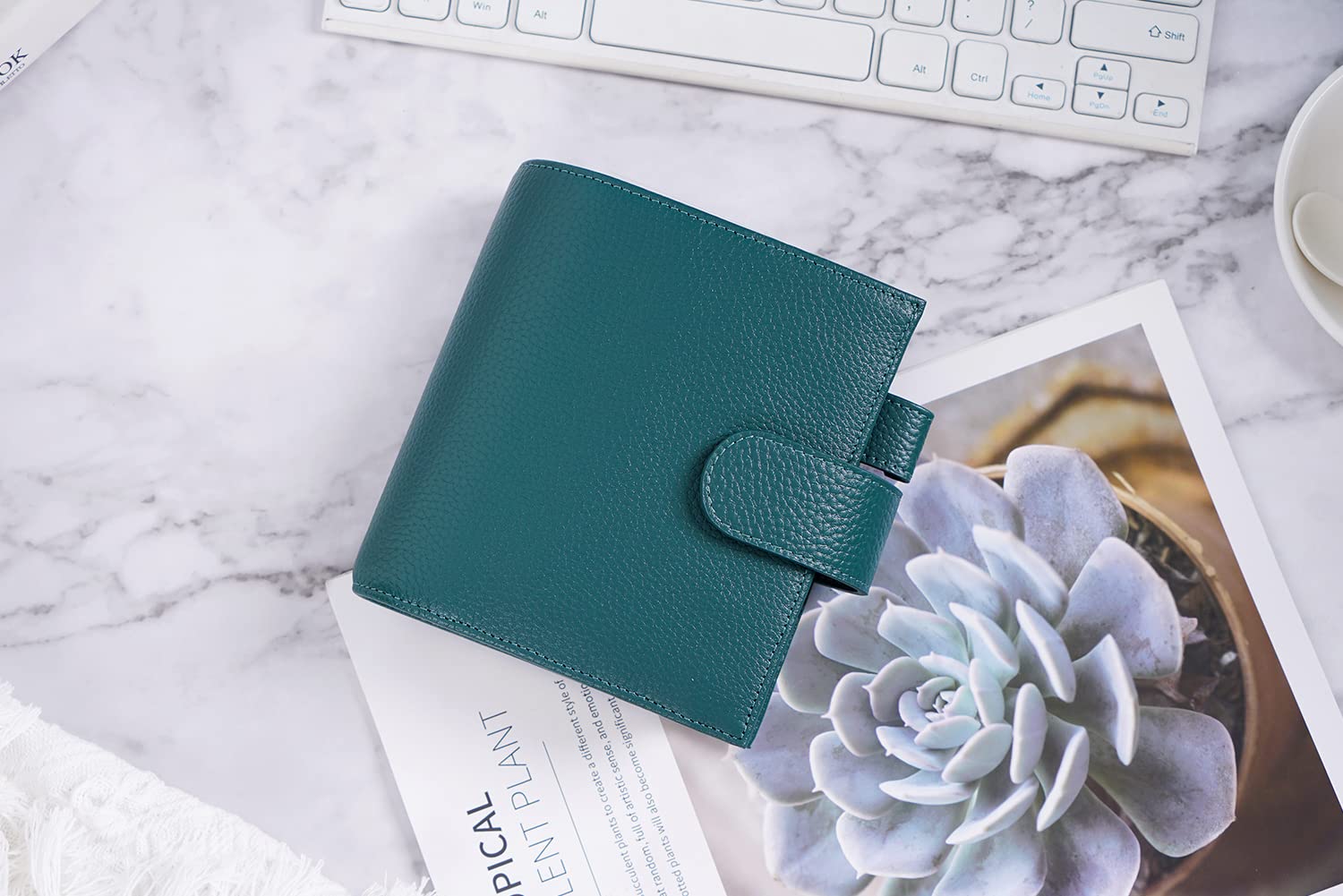 Moterm Pocket Luxe Anello Planner – Organizzatore in vera pelle (ghiaia profondità teal, anello da 30 mm)