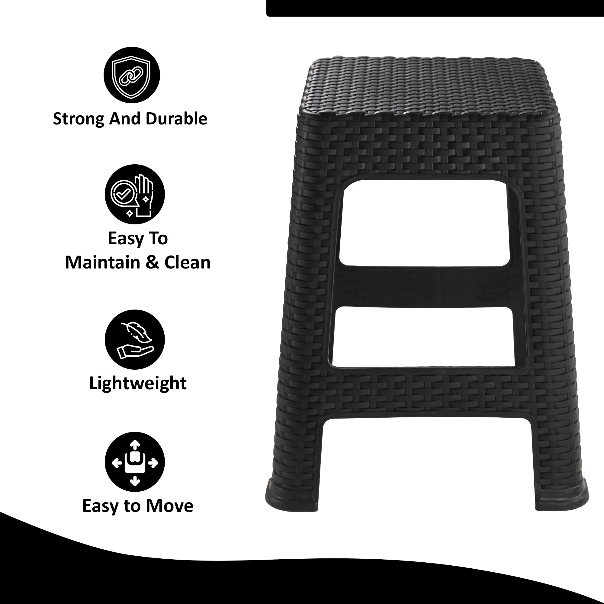 Kuber Industries Optima Stool - Black -5