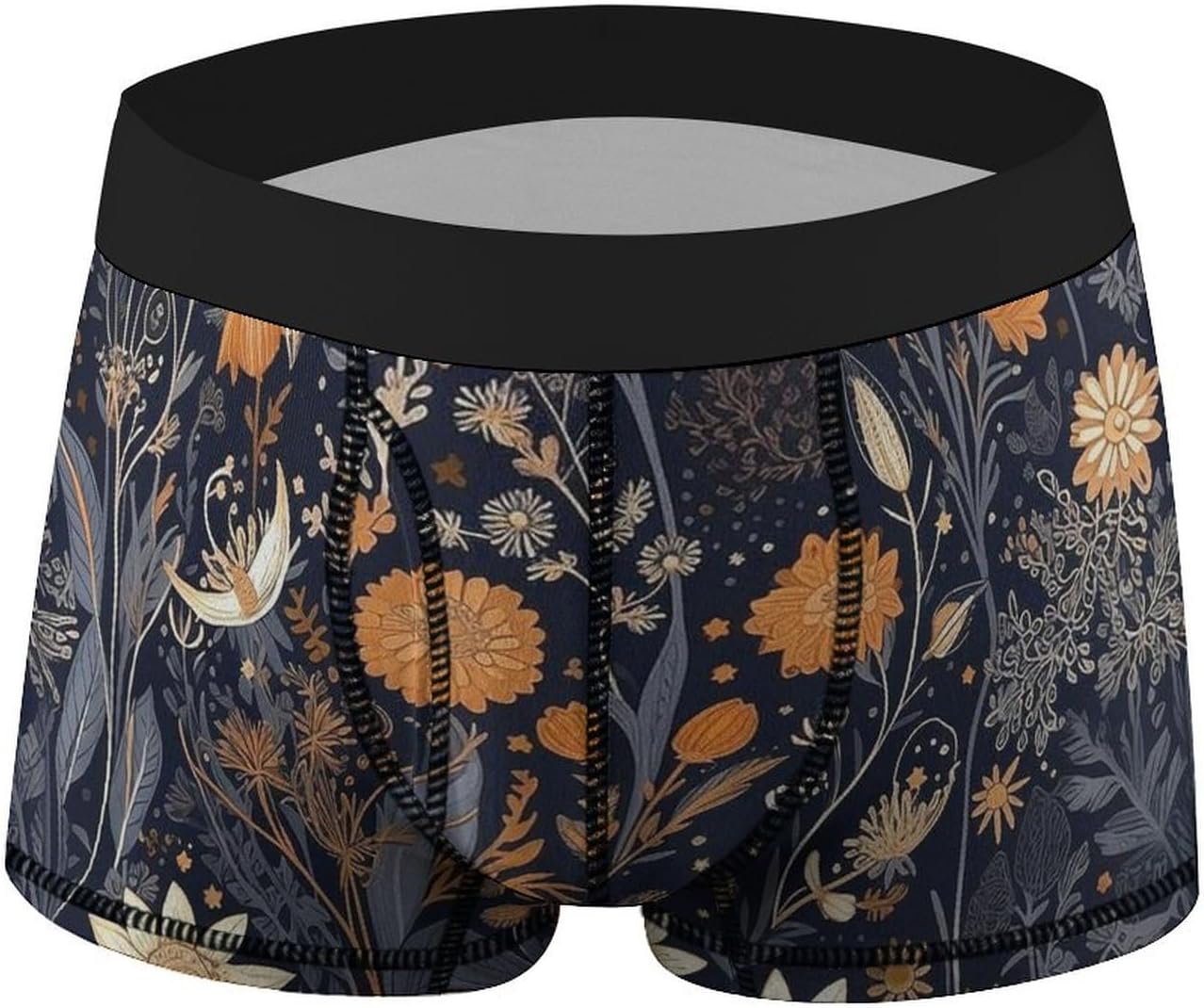 Decorated with Stars Mens Boxer Briefs Short Breathable Underwear Trunks Soft Moisture-Wicking Boxer Shorts Novelty Underpants L White