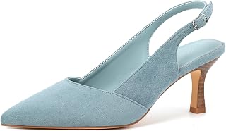 Mostrin Kitten Heels for Women Slingback Pointed Closed Toe Heels Women's Pumps Shoes for Wedding, Party, Commuting