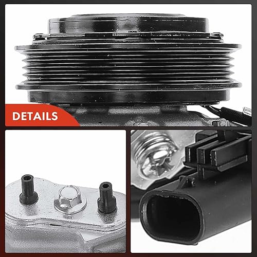 Miniatura 8 de A-Premium Compresor de aire acondicionado de CA con embrague compatible con Chevrolet Silverado 1500 2016-2018 y GMC Sierra 1500 2016-2018, 4.3L