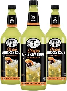Mr & Mrs T Whiskey Sour Mix, 1L Bottle, – Premium Cocktail Mixer for Whiskey Sour Mixes, Ready to Use