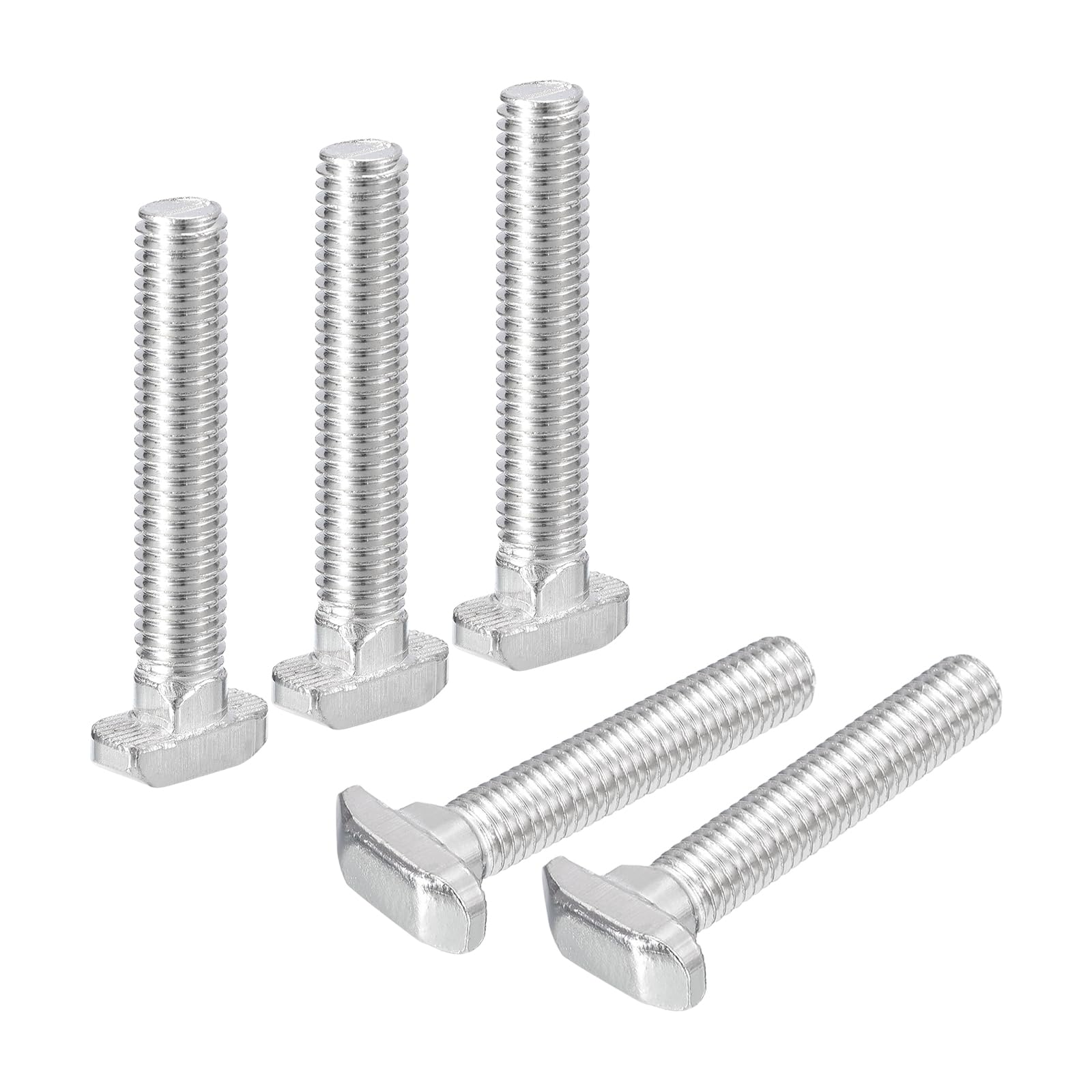 QUARKZMAN 30Pcs Pernos Ranura En T, M8 x 50mm Perno Cabeza Martillo Tornillo En T Espárrago Inserción Para Perfil Extrusión Aluminio Ranura En T Serie 4040, Acero Inoxidable 304, Plateado